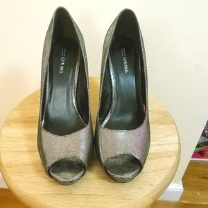 Silver Open Toe Heels
